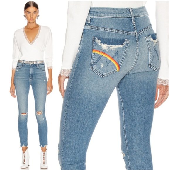MOTHER Denim - MOTHER Looker Ankle Chew High Rise Hula Rainbow 26